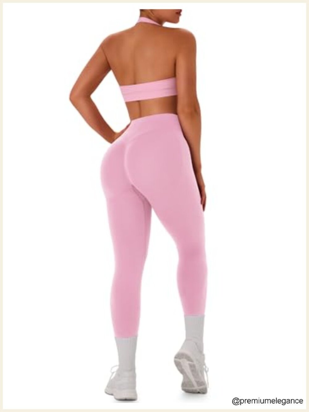 Seamless 2 Piece Workout Set Scrunch Butt Leggings Padded Sports Bra